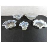 Hobnail Fenton Glass Bowls and Covered Dish