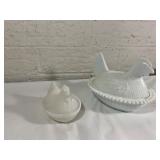Milk Glass Chicken Covered Dishes