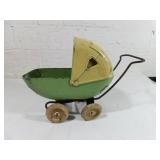 Metal Baby Stroller Toy with Green and Yellow Pain