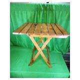 Wooden Folding Side Table with Slatted Top