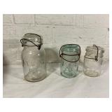Three Atlas Mason Jars with Wire Bail Closures