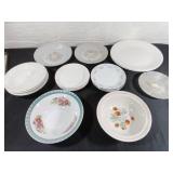 White Glass Dishes with Floral Patterns