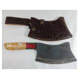 Damascus Butcher Knife with Sheath
