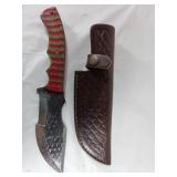 Damascus Steel Knife with Leather Sheath