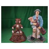 Cast Iron Door Stops: Bear and Golfer Motifs