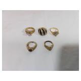 Gold-Toned Rings with Gem Accents