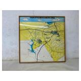 Charlotte-Mecklenburg Area Map in Wooden Frame