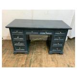 Blue Painted Wooden Desk with Drawers