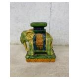 Glazed Ceramic Elephant Garden Stool