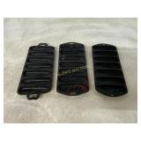 Three Cast Iron Cornbread Pans