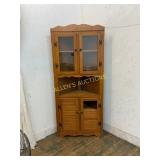 Wooden Corner Cabinet with Glass and Shutter Doors