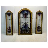 Three Stained Glass Window Panels
