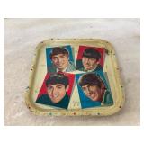 Early Metal Serving Tray with Portraits and Signat