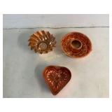 3 Copper-Tone Gelatin Molds