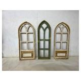 3 Gothic-Style Wooden Window Frames