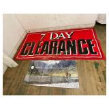Two Advertising Banners: Clearance and Hawke