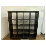 Black Wooden 16-Cube Storage Shelf