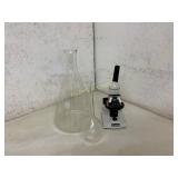 Glass Flasks and Boreal Compound Microscope