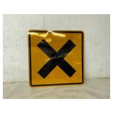 Yellow Reflective X Road Sign