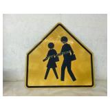 Yellow Metal School Crossing Sign