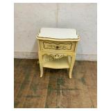 Painted Yellow Wooden Nightstand with Drawer