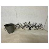 Metal Wall Decor and Galvanized Bucket