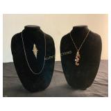 Gold-Tone Necklaces with Seahorse Pendant and Rhin