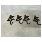 Four Cast Iron Bird Wall Hooks