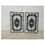 Rectangular Stained Glass Panels with Floral Motif