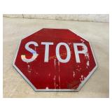 Double-Sided Stop and Slow Metal Sign