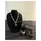 Silver Jewelry Set with Necklace, Earrings, and Br