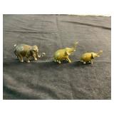 Three Brass Elephant Figurines