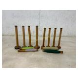 12 Wooden Textile Spools with Thread
