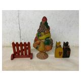 Decorative Items Including Fruit Tree and Figures