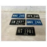 5 South Carolina License Plates (1972-1973)