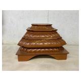 Tiered Wood Temple Pedestal Stand