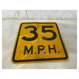 Vintage 35 MPH Reflective Road Sign