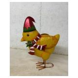 Metal Chicken Sculpture with Holiday Accents