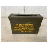 Green Metal Ammunition Box With Stenciled Text