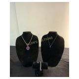 Amethyst Jewelry Set with Necklace, Bracelet, and