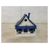 White and Blue Wooden Decorative Birdhouse