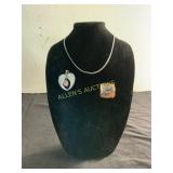 &nbsp;Pendant, Copper Pin, and Chain Necklace