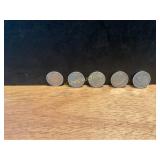 Five 90% Silver U.S. Roosevelt Dimes