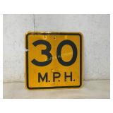Yellow 30 MPH Metal Traffic Sign