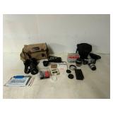 Pentax and Nikon Film Cameras with Accessories