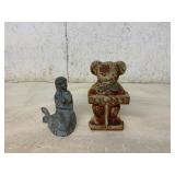 Cast Iron Bear and Mermaid Figurines