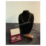 Gold Chain, Butter Knives, and Box&nbsp;