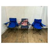 3 Folding Camping Chairs with Bags