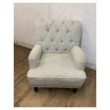 Tufted Upholstered Armchair with Nailhead Trim