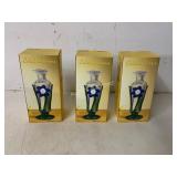 3 Glass Flower Bud Vases with Boxes